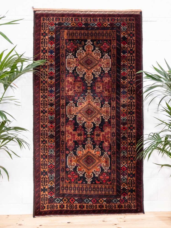 Fine Afghan Herat Baluch Rug 108x201cm - Rich Brown