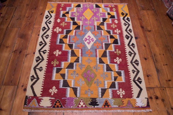 2'4'' x 3' Vintage Turkish Kilim Rug ChicagoCozy Rugs Chicago