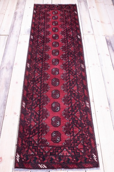 9722 Afghan Aq Chah Runner Rug 62x242cm (2.0 x 7.11ft)