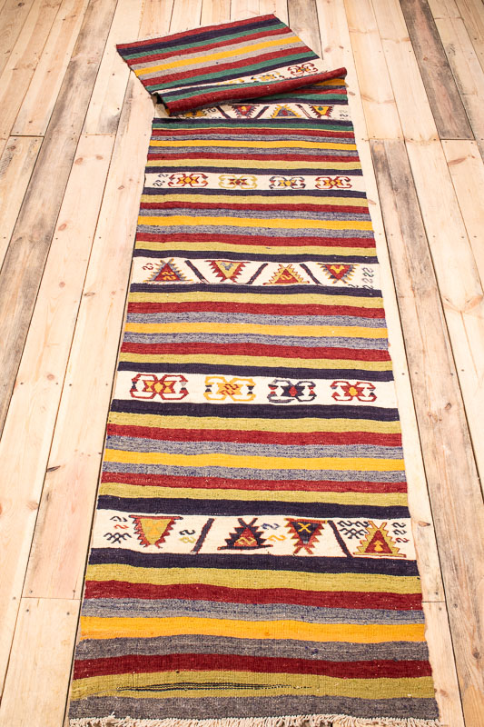 9965 Turkish Konya Kilim Runner Rug 74x321cm (2.5 x 10.6ft)