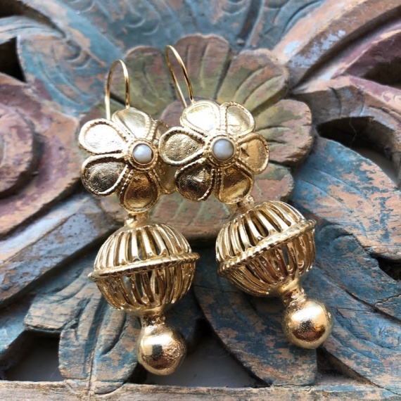 (AE219) Ottoman Design Earrings 60mm x 20mm