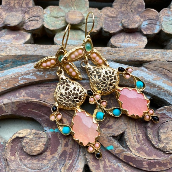 AE282 Ottoman Design Earrings 80mm x 27mm