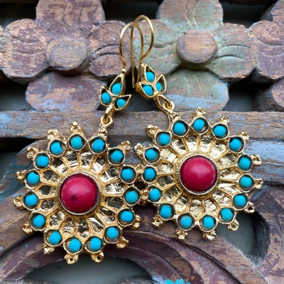 AE285 Ottoman Design Earrings 65mm x 35mm