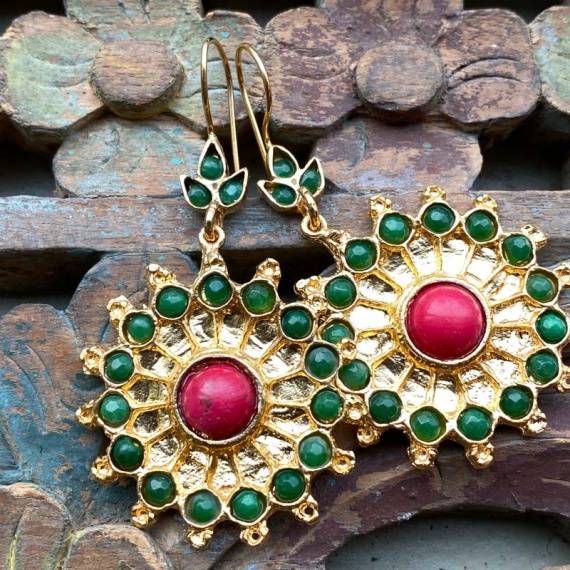 AE303 Ottoman Design Earrings 60mm x 35mm