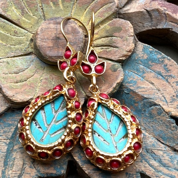 AE308 Ottoman Design Earrings 50mm x 20mm