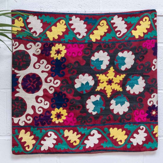 SC689 Uzbek Embroidered Suzani Cushion Cover 68x70cm