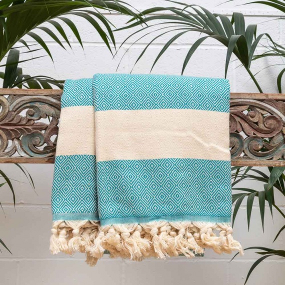 Turkish Cotton Throw - Turquoise