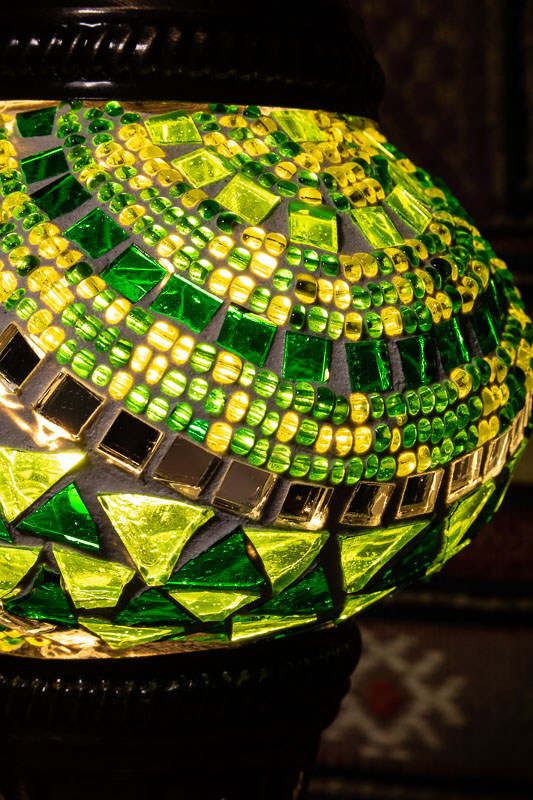 (TM12-G) Small Green Turkish Mosaic Electric Glass Table Lamp