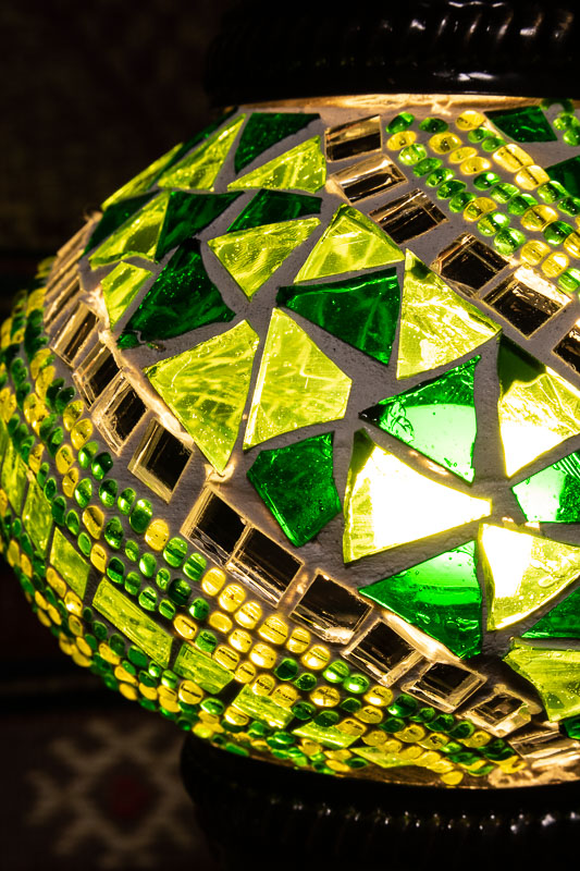(TM12-G) Small Green Turkish Mosaic Electric Glass Table Lamp