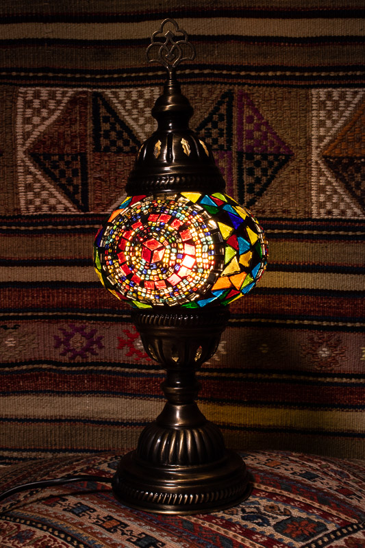 (TM12-T) Small Tiffany Turkish Mosaic Electric Glass Table Lamp