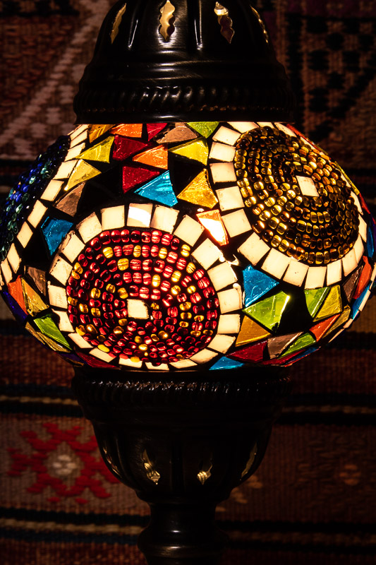 (TM12-TP) Small Tiffany Pearl Turkish Mosaic Electric Glass Table Lamp