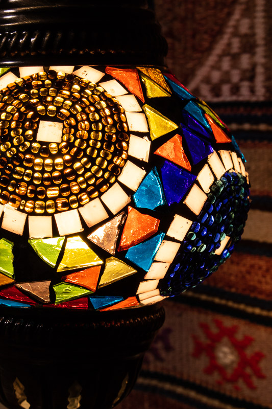 (TM12-TP) Small Tiffany Pearl Turkish Mosaic Electric Glass Table Lamp