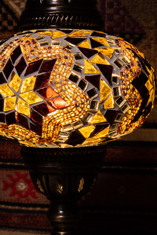 (TM14-AS) Large Amber Star Turkish Mosaic Electric Glass Table Lamp