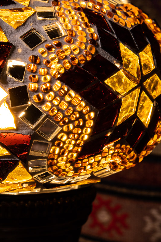 (TM14-AS) Large Amber Star Turkish Mosaic Electric Glass Table Lamp