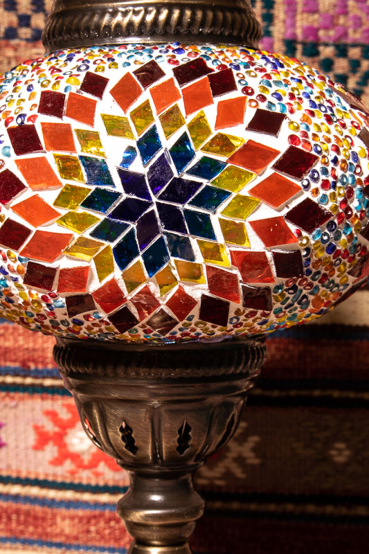 (TM14-F) Large Flame Turkish Mosaic Electric Glass Table Lamp