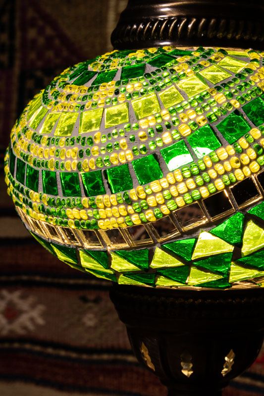 (TM14-G) Large Green Turkish Mosaic Electric Glass Table Lamp