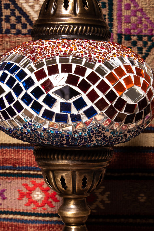 (TM14-MW) Large Mixed Wave Turkish Mosaic Electric Glass Table Lamp