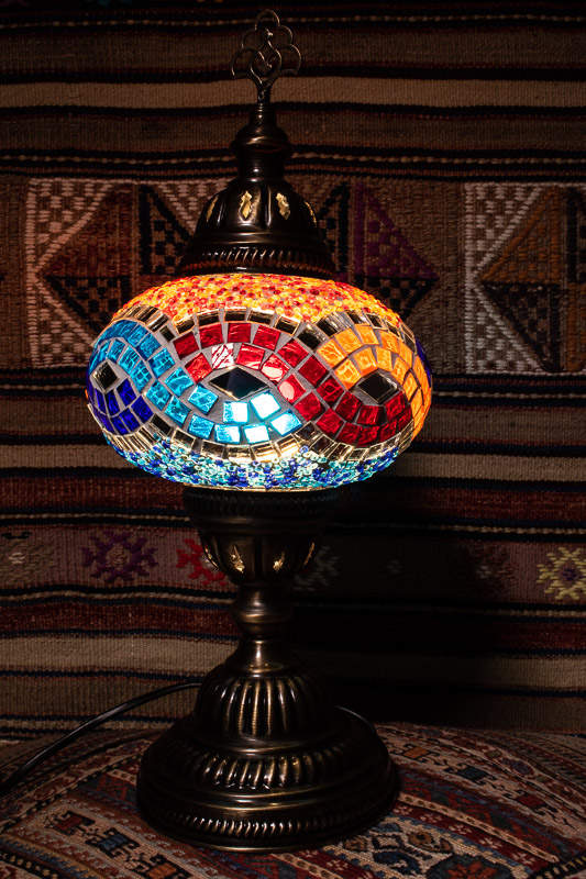 (TM14-MW) Large Mixed Wave Turkish Mosaic Electric Glass Table Lamp