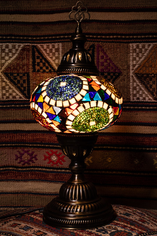 (TM14-TP) Large Tiffany Pearl Turkish Mosaic Electric Glass Table Lamp