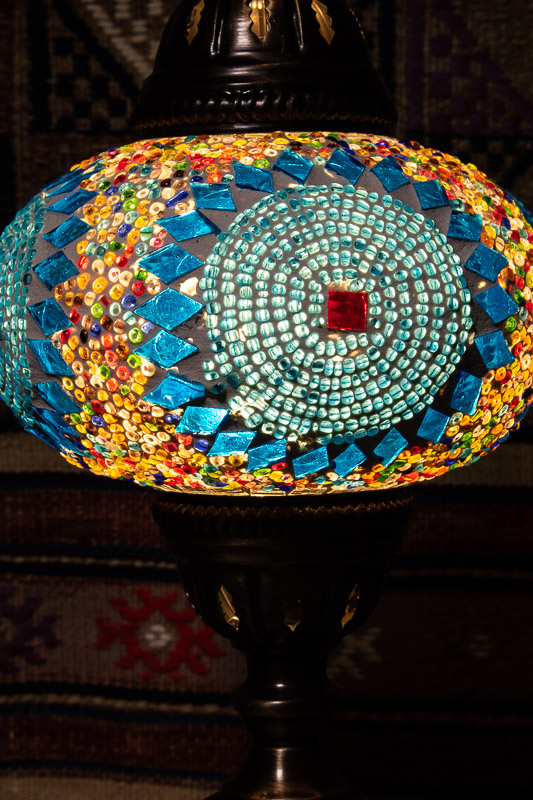 (TM14-TS) Large Turquoise Sun Turkish Mosaic Electric Glass Table Lamp