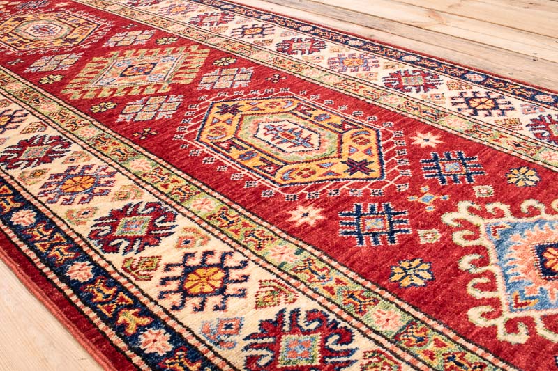 10237 Fine Afghan Kazak Runner Rug 82x316cm (2.8 x 10.4cm)