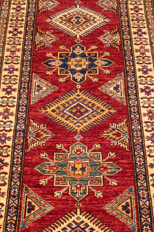 10242 Fine Afghan Kazak Runner Rug 80x319cm (2.7 x 10.5ft)