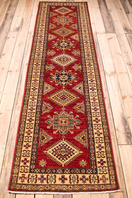 10242 Fine Afghan Kazak Runner Rug 80x319cm (2.7 x 10.5ft)