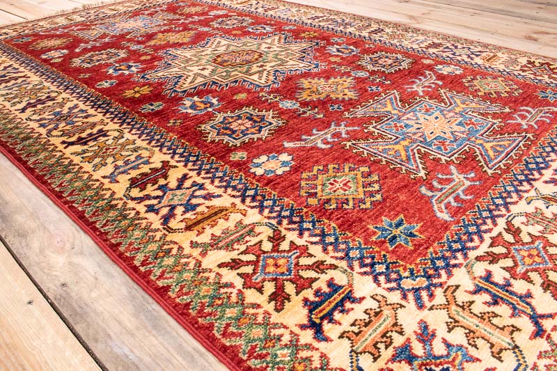 10249 Fine Afghan Kazak Rug 121x188cm (3.11 x 6.2ft)