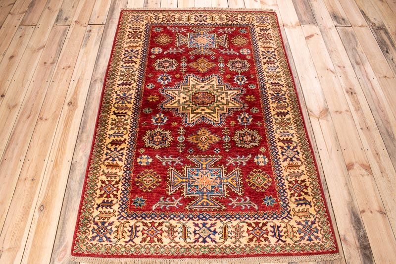 10249 Fine Afghan Kazak Rug 121x188cm (3.11 x 6.2ft)