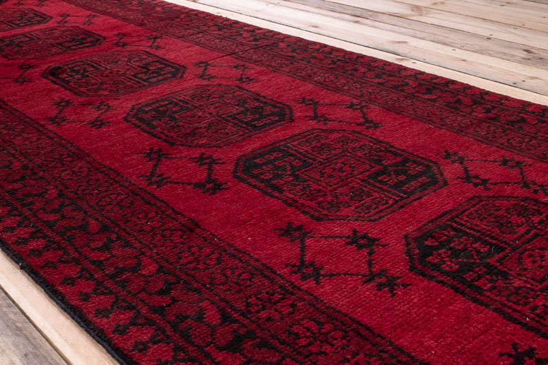 10262 Afghan Red Aq Chah Runner Rug 83x597cm (2.8 x 19.7ft)