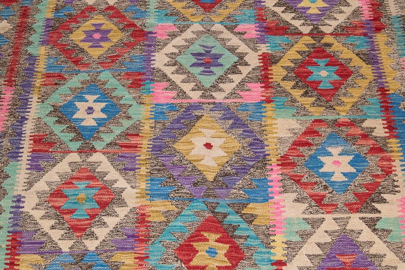 10517 Afghan Vegetable Dyed Kilim Rug 216x277cm (7.1 x 9.1ft)