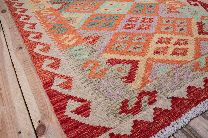 10527 Afghan Vegetable Kilim Runner Rug 89x390cm (2.11 x 12.9ft)