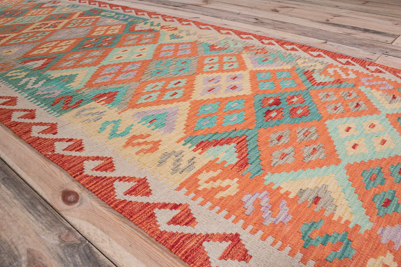 10527 Afghan Vegetable Kilim Runner Rug 89x390cm (2.11 x 12.9ft)