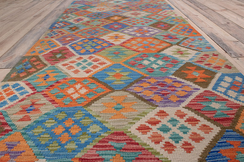 10529 Afghan Vegetable Kilim Runner Rug 90x393cm (2.11 x 12.10ft)