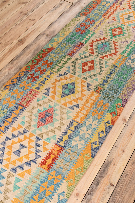 10530 Afghan Vegetable Kilim Runner Rug 89x394cm (2.11 x 12.11ft)