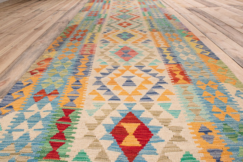 10530 Afghan Vegetable Kilim Runner Rug 89x394cm (2.11 x 12.11ft)