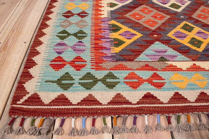 10568 Afghan Kilim Rug - Vegetable Dyed 107x147cm (3.6 x 4.10ft)