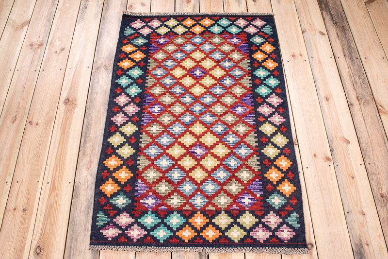 10617 Afghan Vegetable Dyed Kilim Rug 81x122cm (2.8 x 4ft)