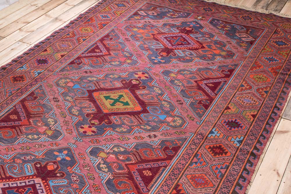 10655 Large Azerbaijan Vintage Soumak Kilim Rug 195x362cm (6.4 x 11.10ft)