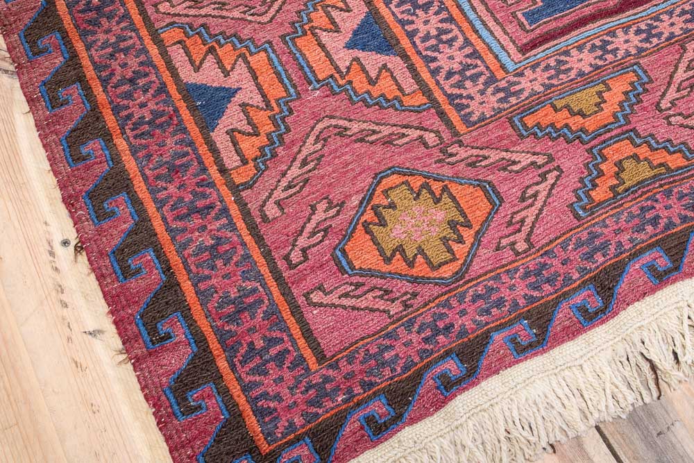 10655 Large Azerbaijan Vintage Soumak Kilim Rug 195x362cm (6.4 x 11.10ft)