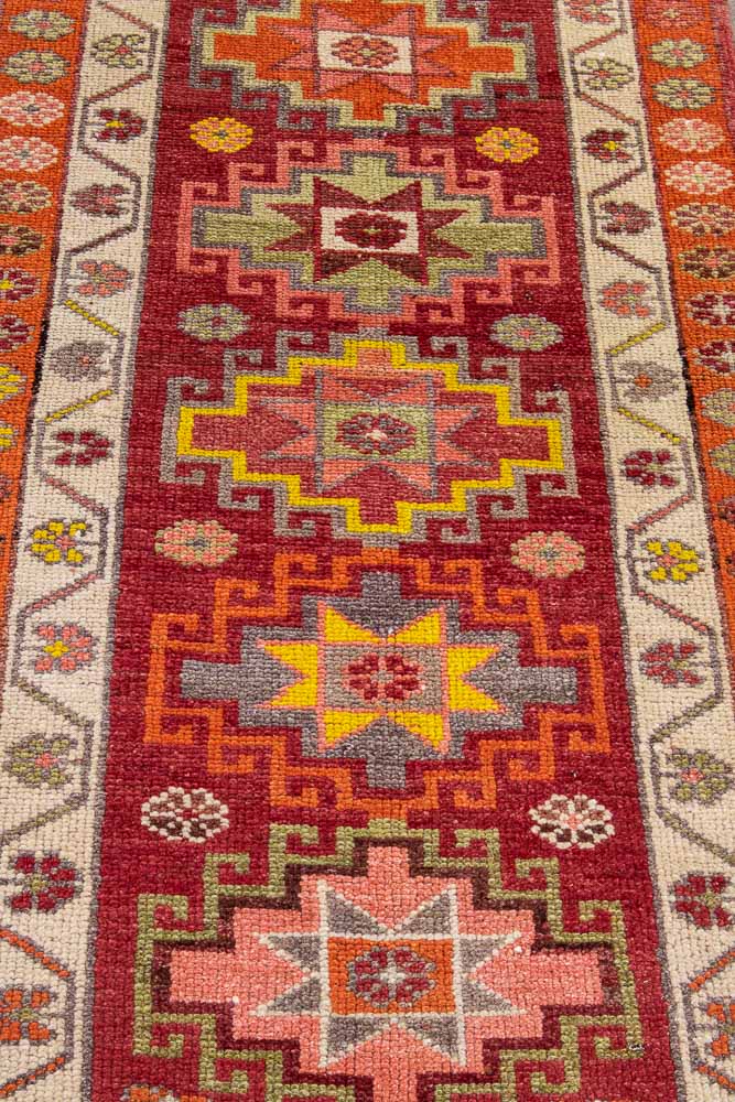 10707 Vintage Kurdish Herki Carpet Runner Rug 89x397cm (2.11 x 13ft)