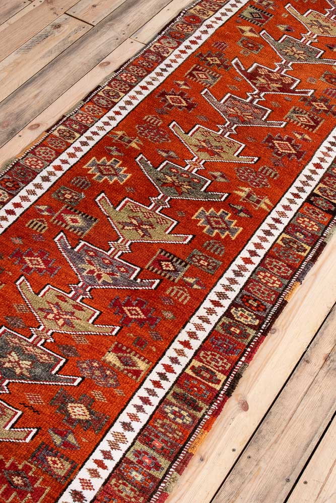 10710 Vintage Kurdish Herki Carpet Runner Rug 94x327cm (3.1 x 10.8ft)