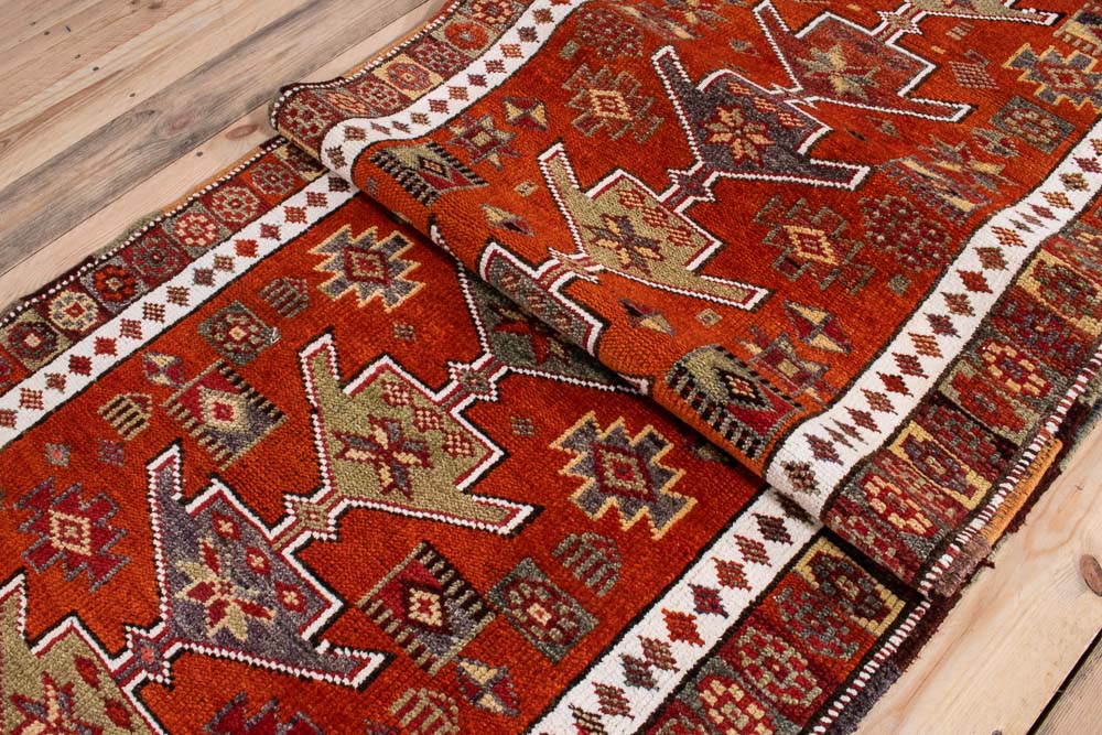 10710 Vintage Kurdish Herki Carpet Runner Rug 94x327cm (3.1 x 10.8ft)