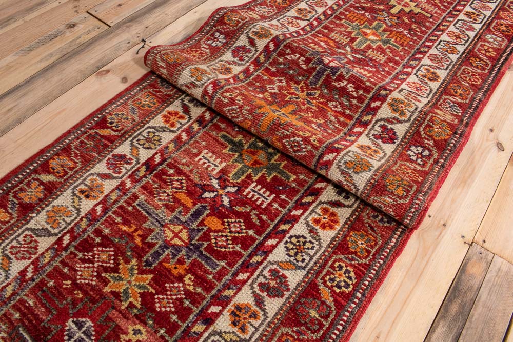 10711 Vintage Kurdish Herki Carpet Runner Rug 81x390cm (2.8 x 12.9ft)