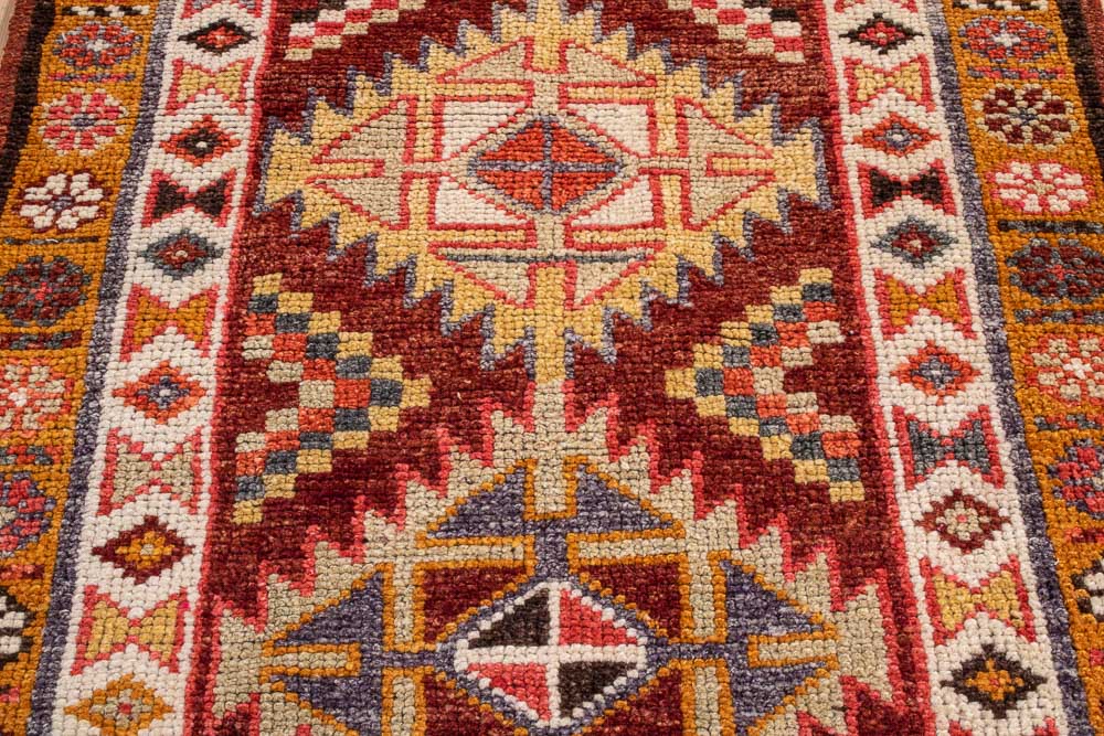 10712 Vintage Kurdish Herki Carpet Runner Rug 87x442cm (2.10 x 14.6ft)