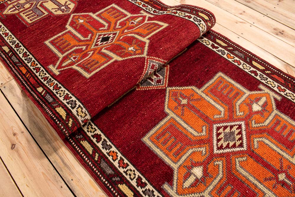10713 Vintage Kurdish Herki Carpet Runner Rug 91x321cm (3 x 10.6½ft)