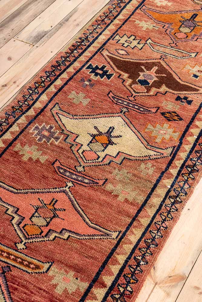 10718 Vintage Kurdish Herki Carpet Runner Rug 93x305cm (3.0 x 10ft)