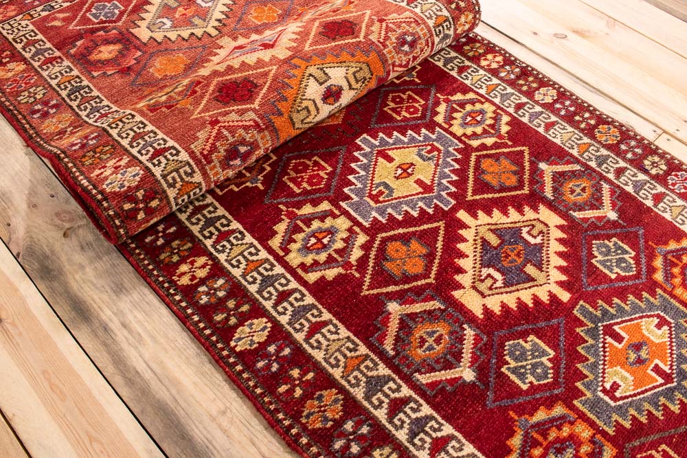 10725 Vintage Kurdish Herki Carpet Runner Rug 88x332cm (2.10 x 10.10ft)