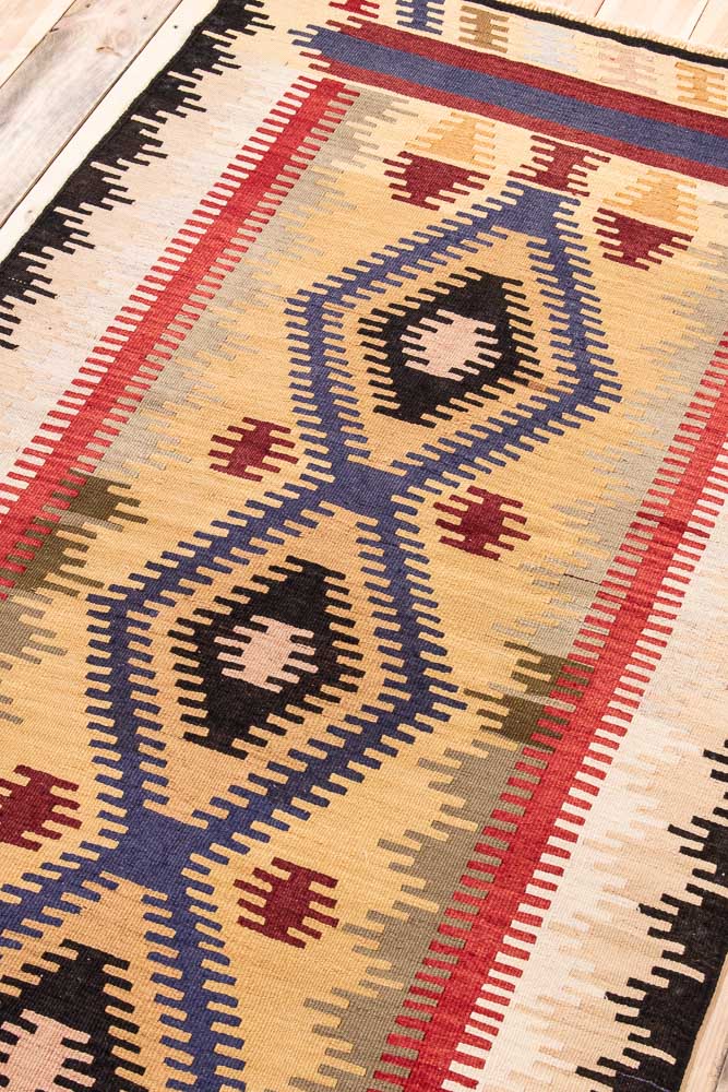 10745 Vintage Turkish Obruk Kilim Runner Rug 105x259cm (3.5 x 8.6ft)