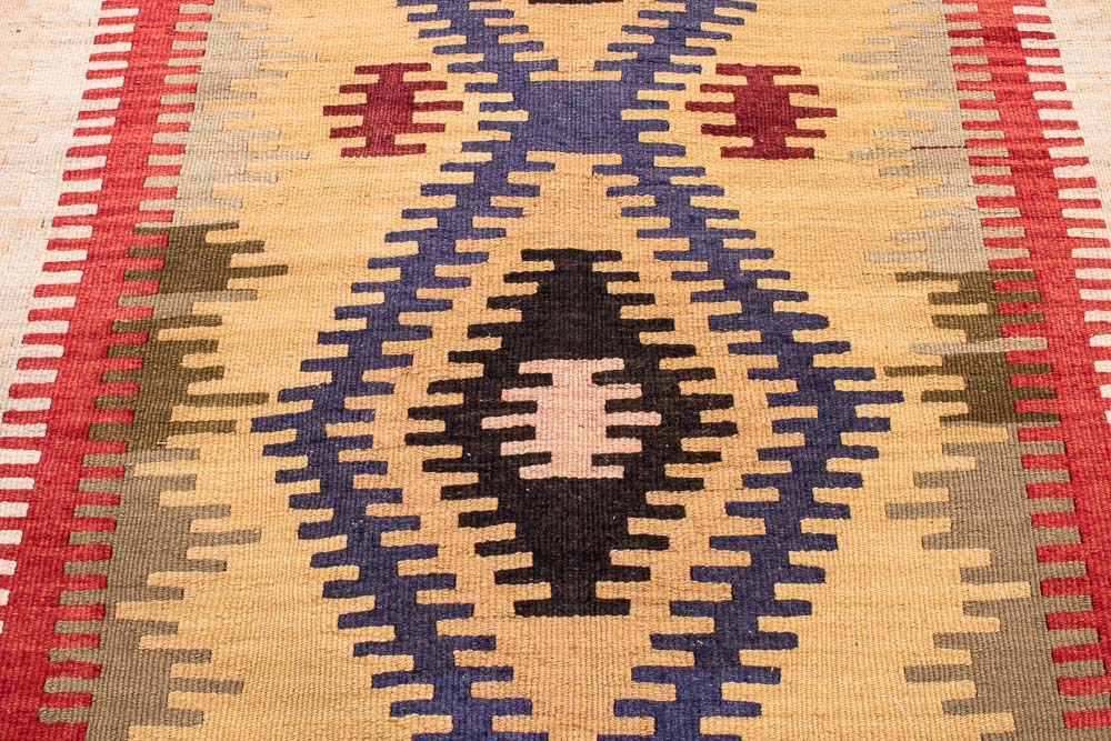 10745 Vintage Turkish Obruk Kilim Runner Rug 105x259cm (3.5 x 8.6ft)